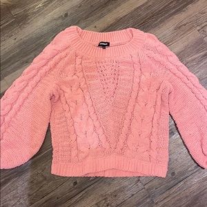 Express balloon sleeve knit sweater pink